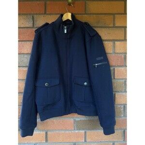 Ben Sherman‎ Bomber Jacket Wool Blend Military Coat | Navy Blue | Mens Size 2XL